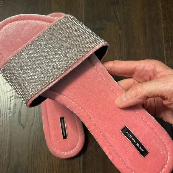 Pink Rhinestone Victoria’s Secret Slippers - Picture 2 of 4
